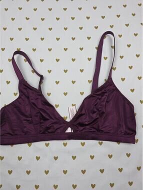Victorias Secret Maroon Satin Small Bralette Bra Top Tank